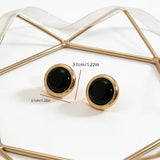 Black Acrylic Dome Stud Earrings with Gold Trim