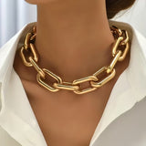 Gold Chain Buckle Statement Necklace