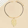 Elegant Leaf Texture Pendant Necklace