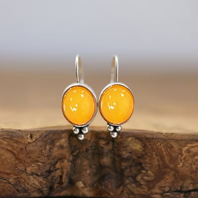 Yellow Resin Alloy Earrings