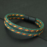 Double Layer Braided Rope Magnetic Clasp Bracelet for Men