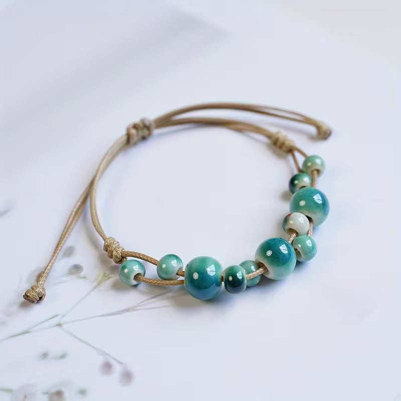 Handmade Ceramic Bead Adjustable Bracelet