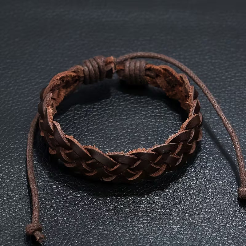 Vintage Braided Faux Leather Bracelet