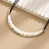 Retro Crescent Leather Rope Necklace