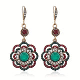 Rhinestone Sunflower Drop Earrings