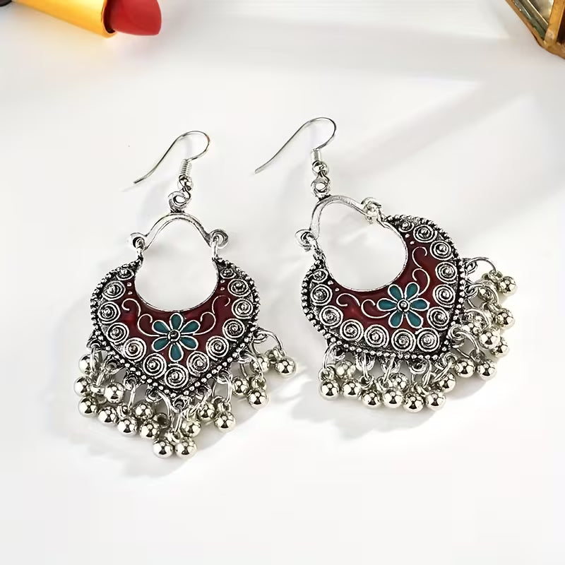 Vintage Beaded Jingle Bell Drop Earrings