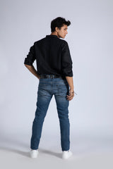 Linen Blend Banded Collar Shirt