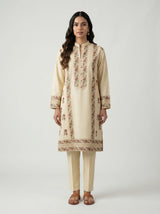 Beige Block Print Kurta Set