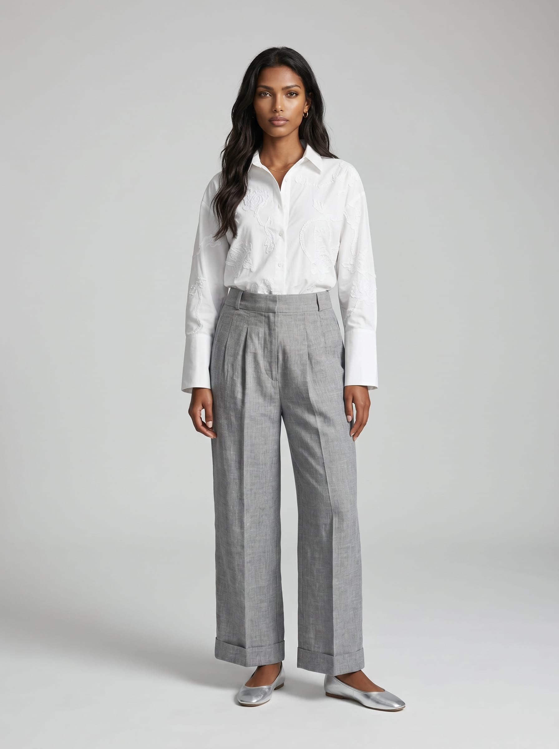 Embroidered White Cotton Shirt