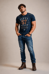 Men’s True Indigo 100% Cotton T-Shirt