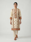 Beige Block Print Kurta Set