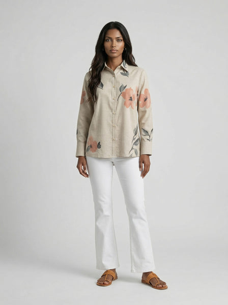 Hand-Painted Floral Shirt