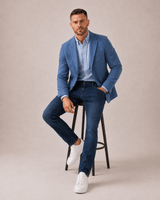 Indigo Blue Men's Handloom Mini Checkered Blazer