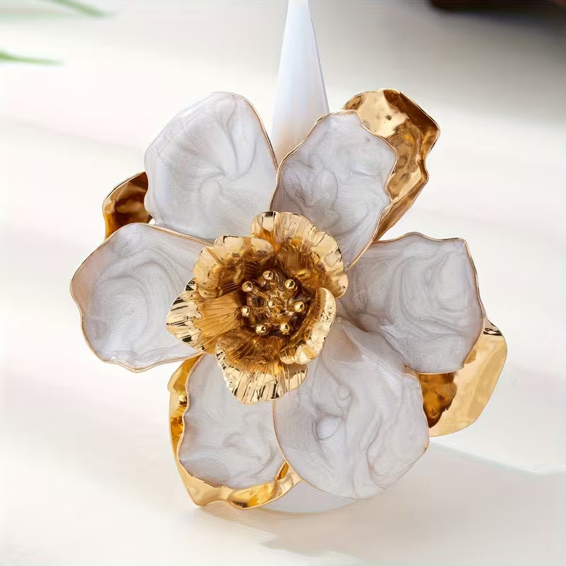 Minimal Floral Oil Drop Ring