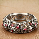 Vintage Hollow Carved Gemstone Ring