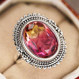 Vintage Rainbow Oval Zirconia Ring