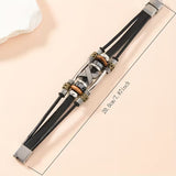 Vintage Genuine Leather Beaded Bracelet