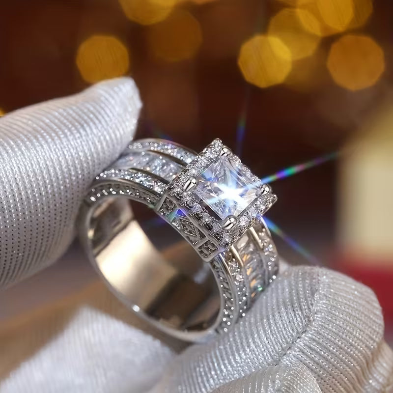 Luxury Square Zirconia Engagement Ring