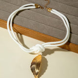 Vintage Hollow Leaf Pendant Choker Necklace