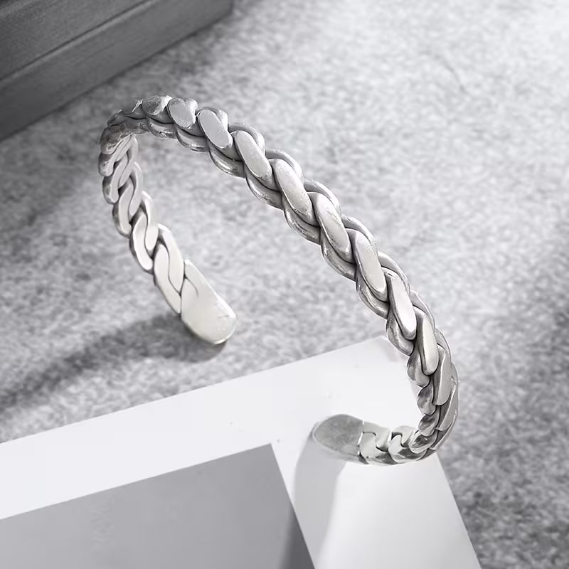 Men’s Vintage Woven Cuban Chain Bangle