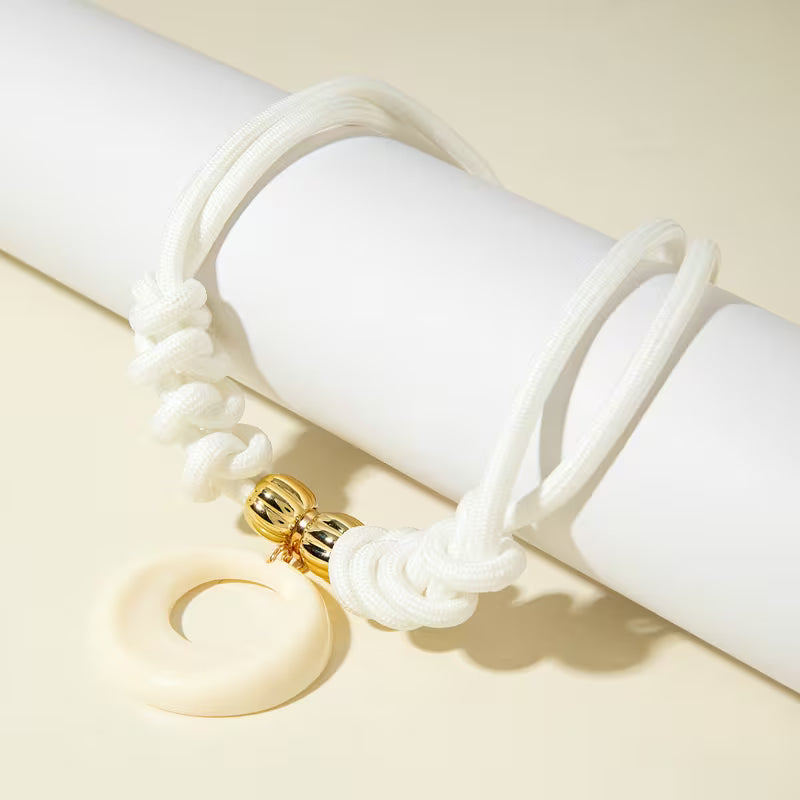 Elegant White Knot Circle Pendant Necklace for Women