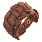 Men's Vintage-Inspired Wide Leather Cuff Bracelet