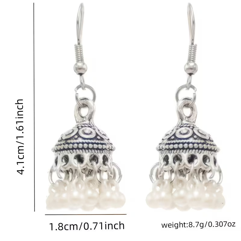 Boho Pearl Tassel Alloy Earrings
