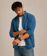 Men's 3D mini-waffle 100% cotton Vintage Washed Shirt