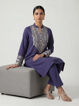 Elegant Navy Blue Embroidered Kurta Set