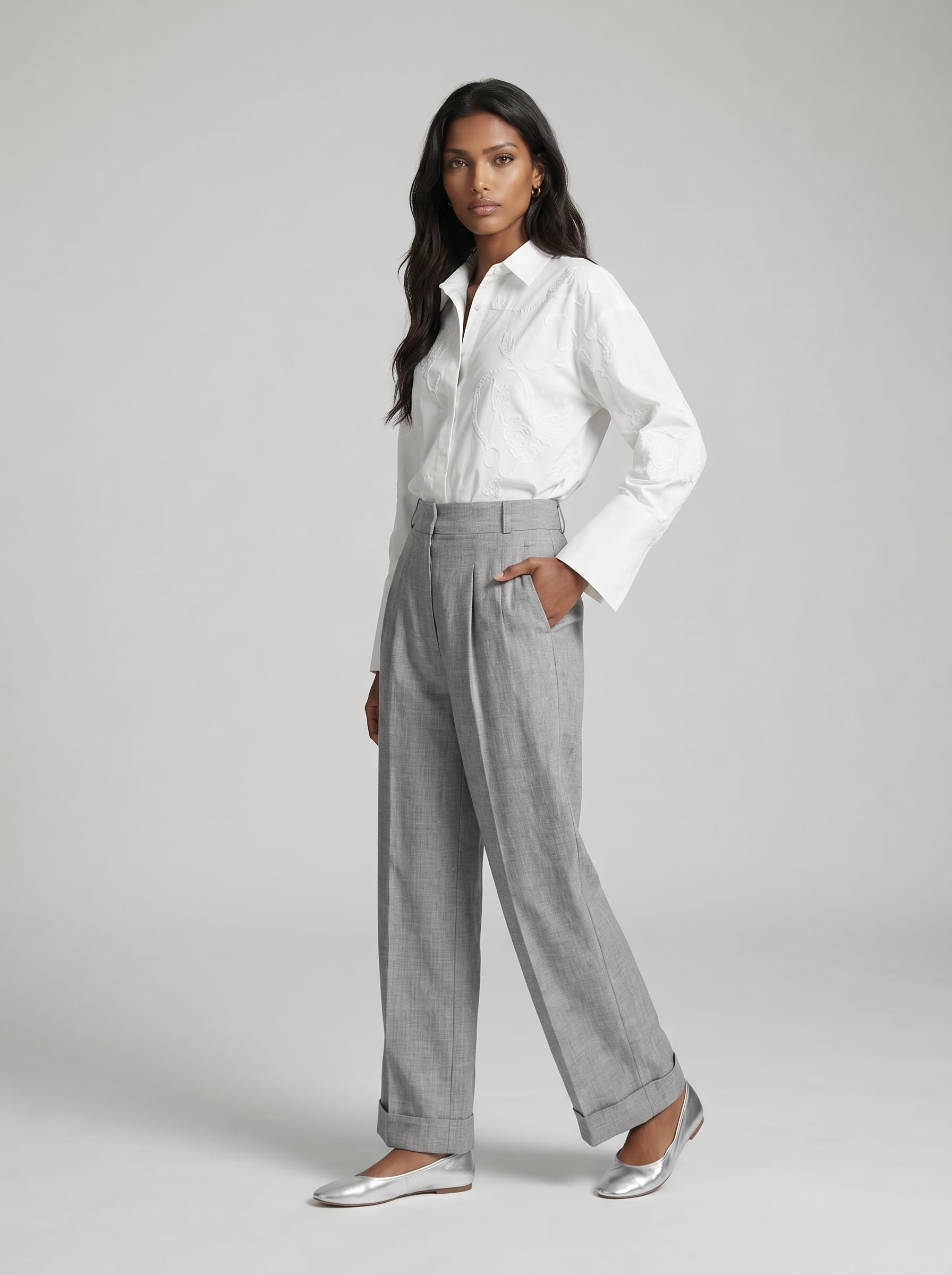 Embroidered White Cotton Shirt