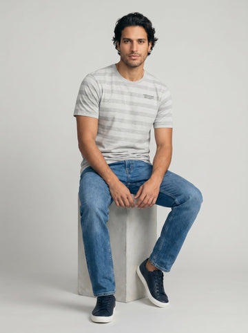 Heather Grey Stripe College Tee