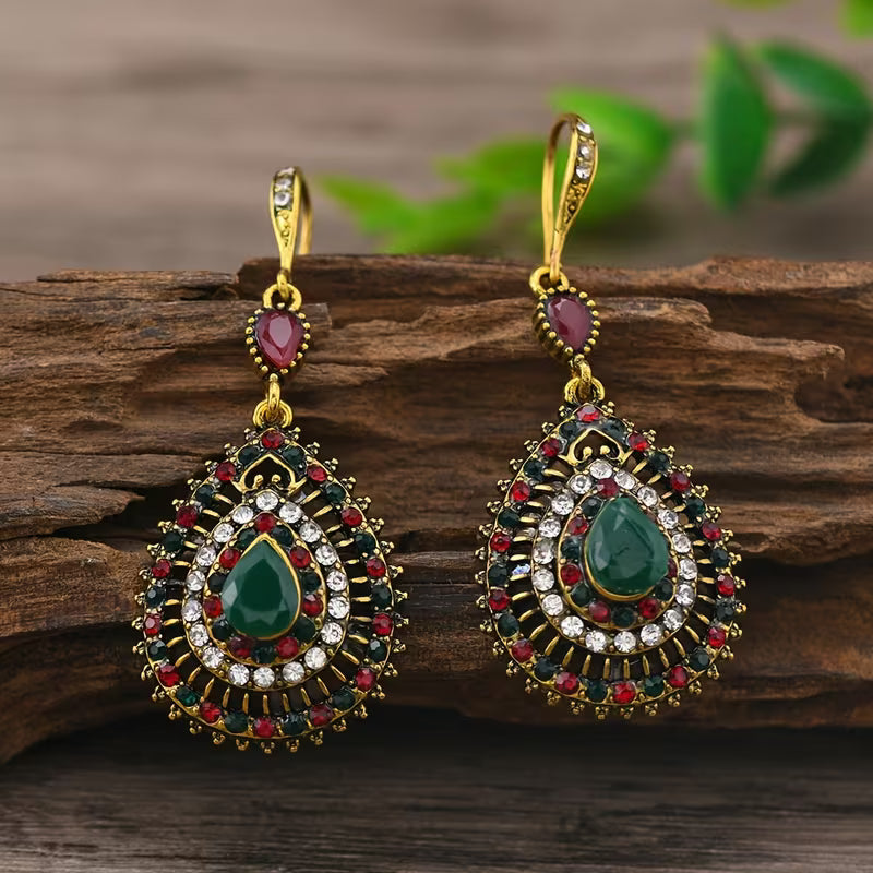 Vintage Boho Rhinestone Drop Earrings