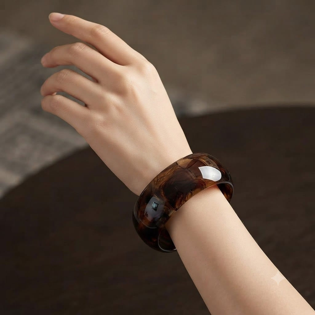 Multicolor Marbled Resin Wide Bangle