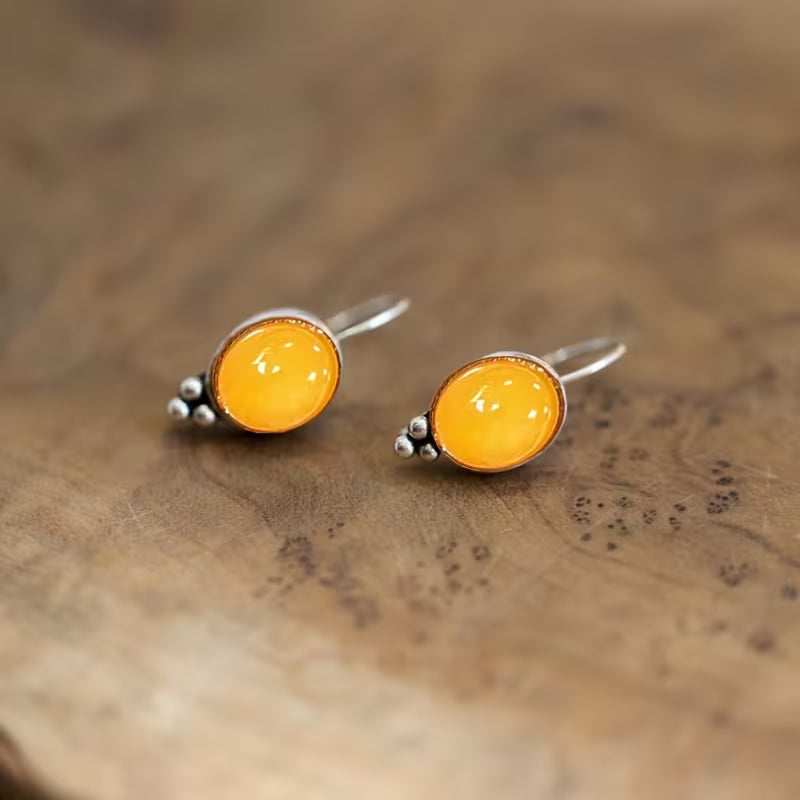Yellow Resin Alloy Earrings