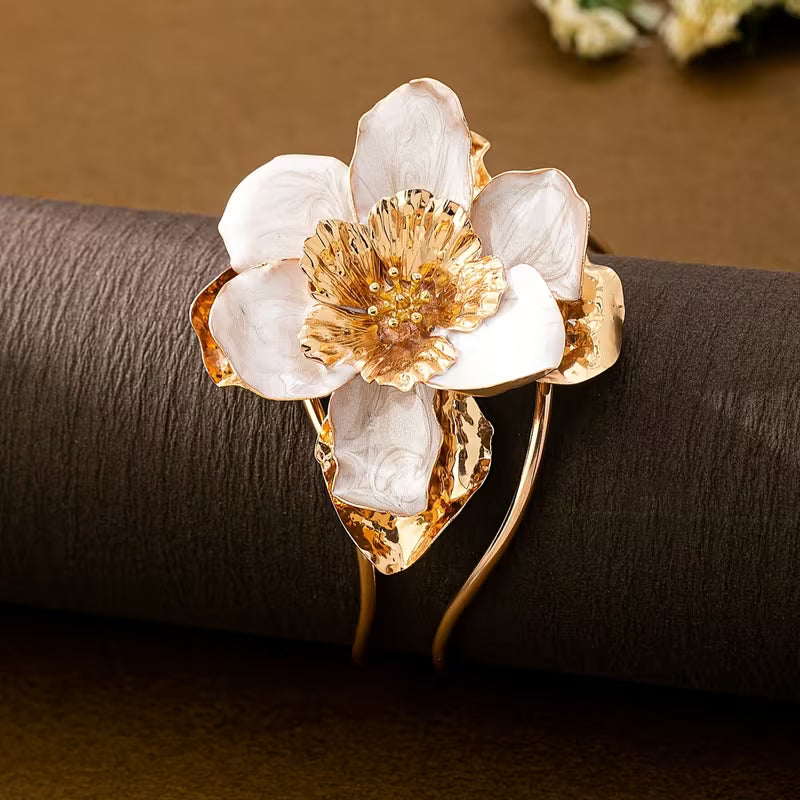 Floral Enamel Geometric Bangle