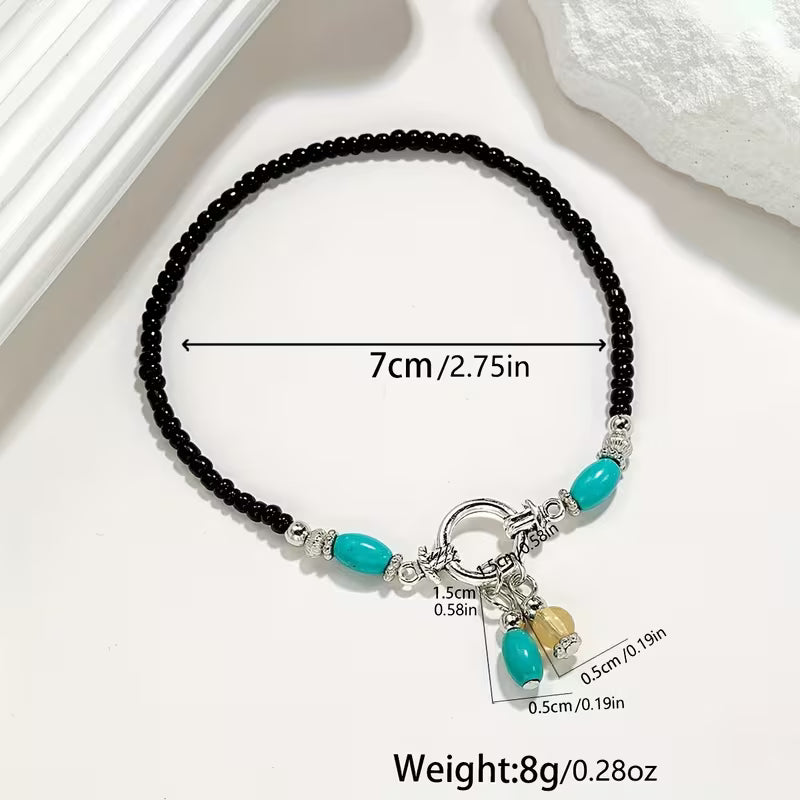 Colorful Rice Bead Tassel Anklet