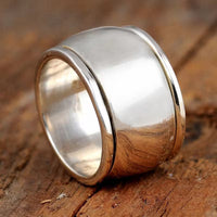 Stylish Wide-Top Curved Stainless Steel Ring