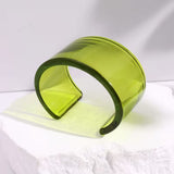 Colorful Transparent Resin Wide Cuff Bracelet for Women