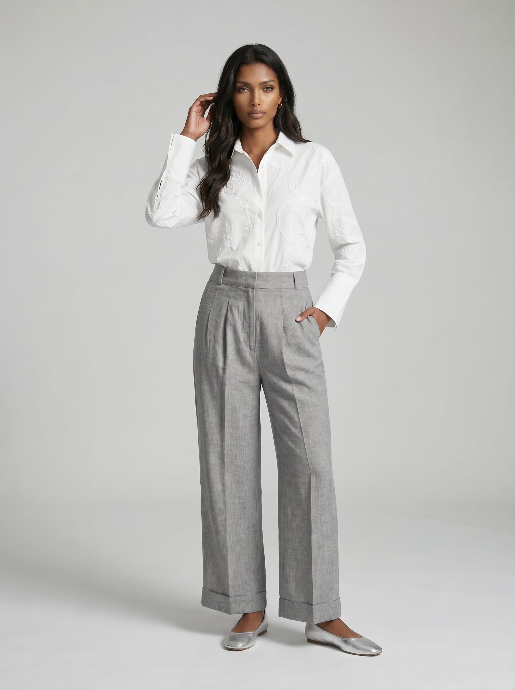Embroidered White Cotton Shirt