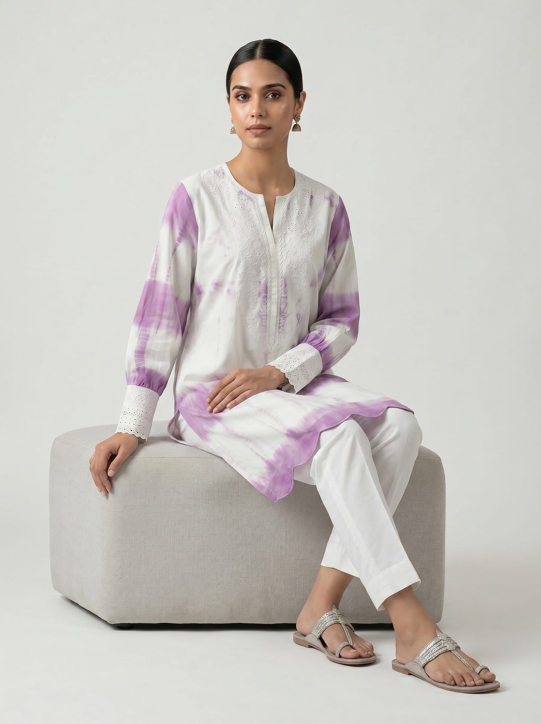 Lavender  Tie-Dye Kurta Set