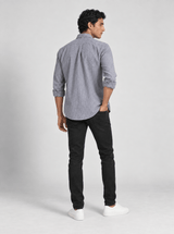 Men's Cotton Linen Blend Stripe Button Down Shirt.