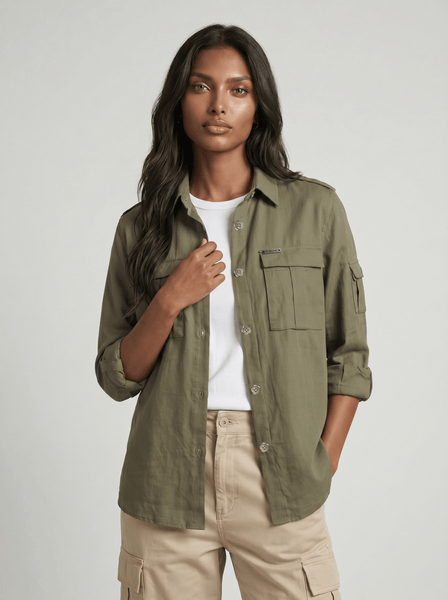 Women's Olive Military Shirt