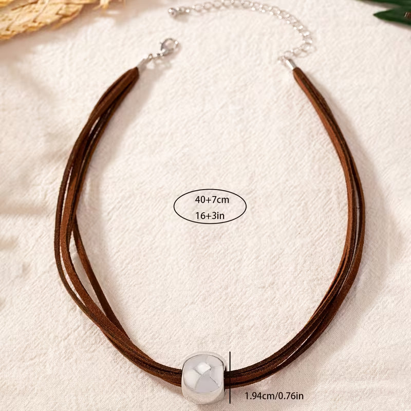 Bohemian Beaded Faux Leather Necklace