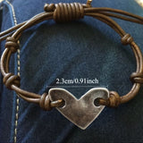 Vintage Bohemian Heart Leather Bracelet