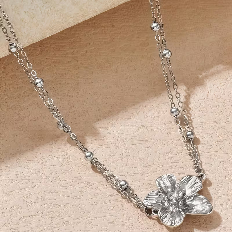 Elegant Double-Layer Flower Anklet