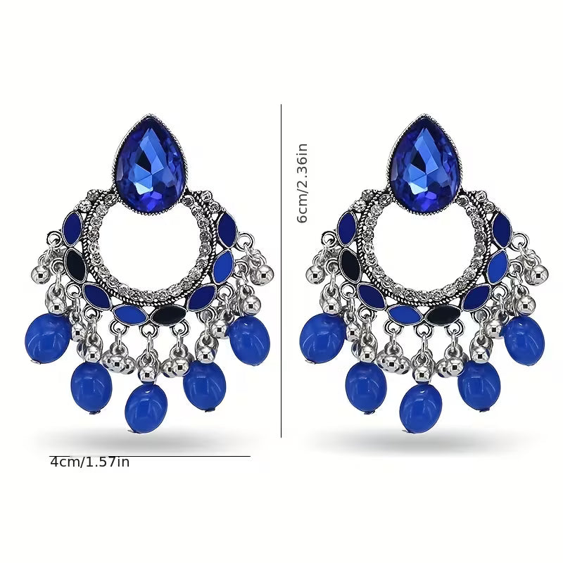 Retro Tassel Agate Drop Earrings