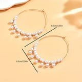 Elegant Pearl Oval Drop Hoop Earrings