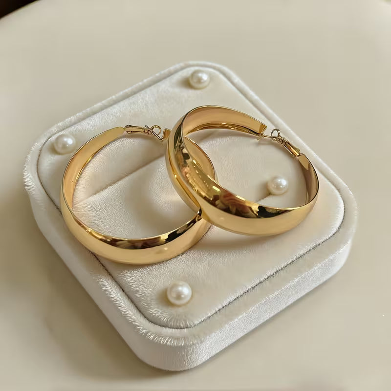 Minimalist Oversized Metallic Hoop Earrings
