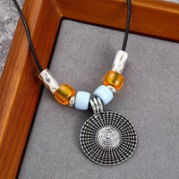 Round Label Beaded Necklace