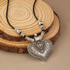 Bohemian Vintage Embossed Heart Pendant Necklace